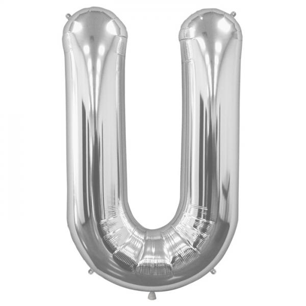 Buchstabe U Folienballon Silber XXL