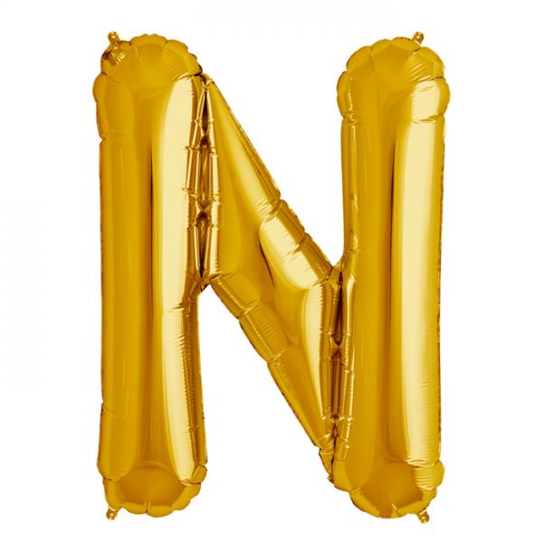 Folienballon Zahl N Gold