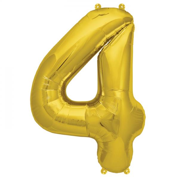 Zahl 4 Folienballon gold
