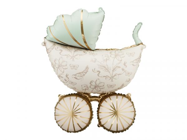 Folienballon Kinderwagen Creme-Mint-Gold