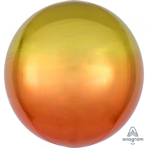 Orbz Kugel Folienballon gelb Orange Verlauf 45cm