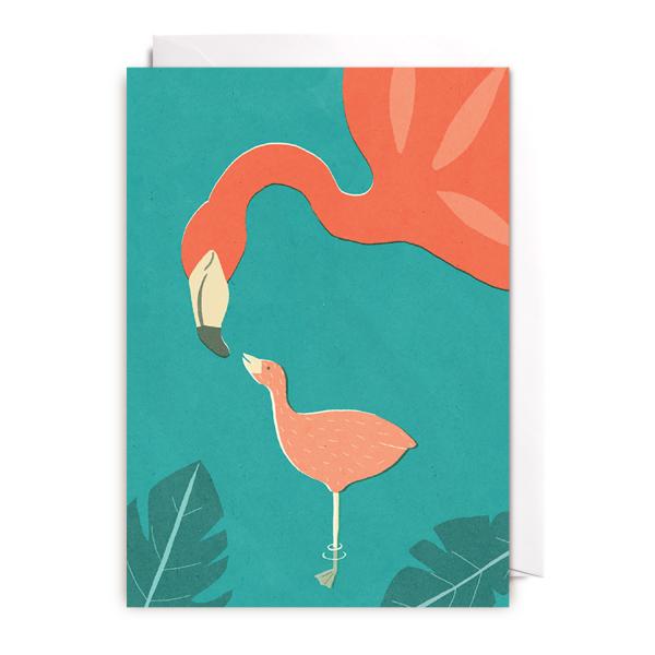 Grußkarte Flamingos