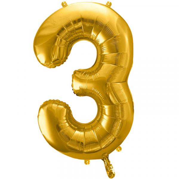 Zahlenballon 3 Gold XXL