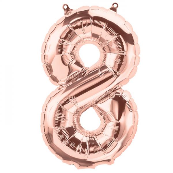 AV Zahl 8 Ballon Roségold XXL