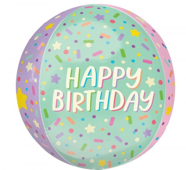Happy Birthday Pastel Streussel Orbz Folienballn