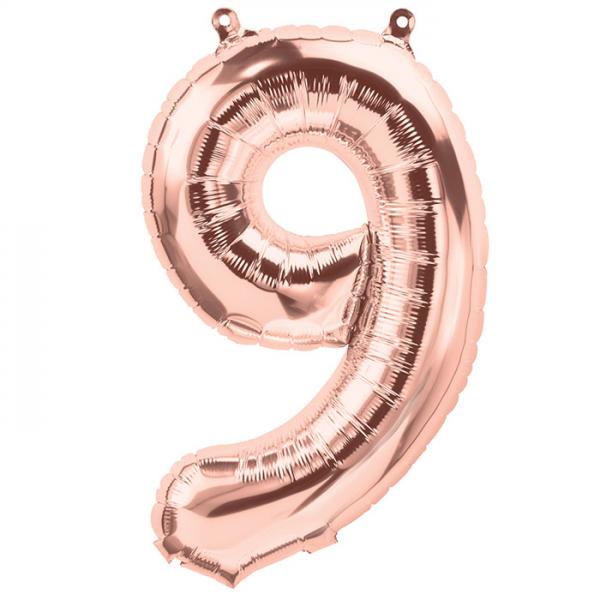 AV Zahl 9 Ballon Roségold XXL