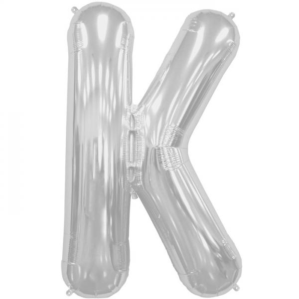 Buchstabe K Folienballon Silber XXL