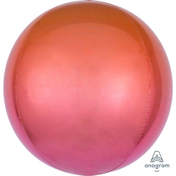 Orbz Kugel Folienballon Rot Orange Verlauf 45cm