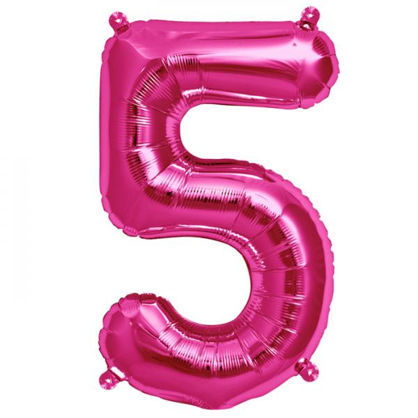 Zahl 5 Folienballon pink