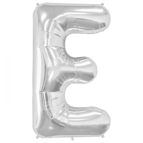 Buchstabe E Folienballon Silber XXL