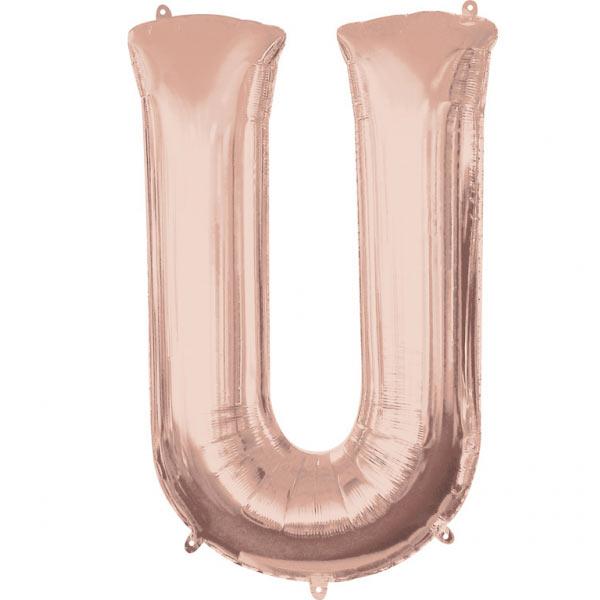 Buchstabe U Ballon Roségold XXL