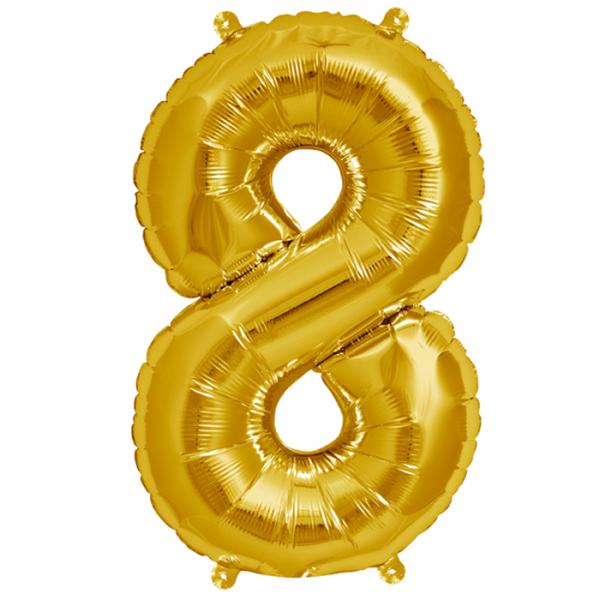Zahl 8 Folienballon gold