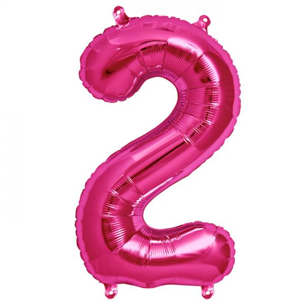 Zahl 2 Folienballon pink