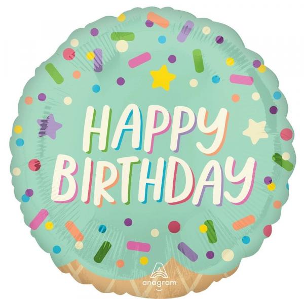 Happy Birthday Pastel Streussel Folienballon