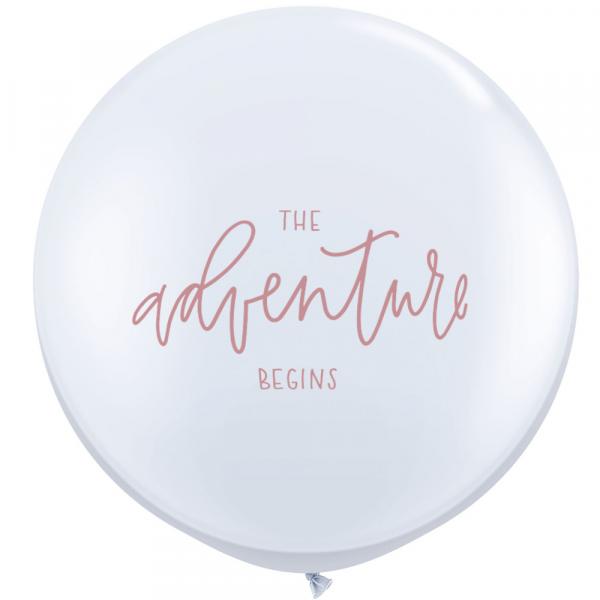 The adventure begins Riesenballon Schrift Rosegold