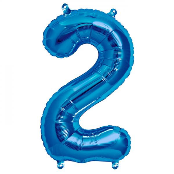 Zahl 2 Folienballon blau