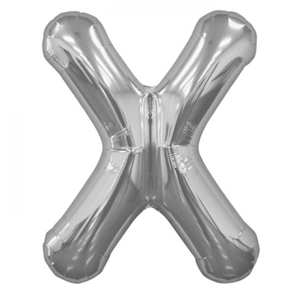Buchstabe X Folienballon Silber XXL