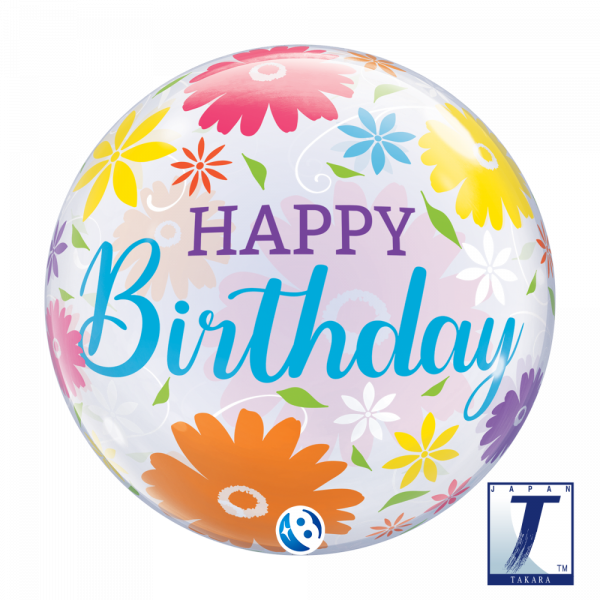 Bubble Ballon Happy Birthday Flowers