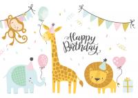 Postkarte Happy Birthday Postkarte Happy Birthday Zooparty