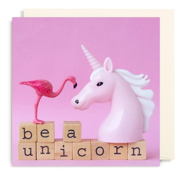 Einhorn und Flamingo Karte