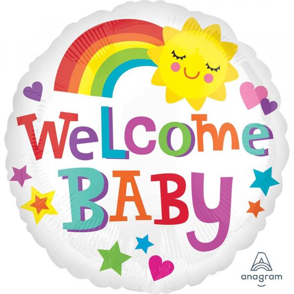 Welcome Baby Sonne & Regenbogen Folienballon