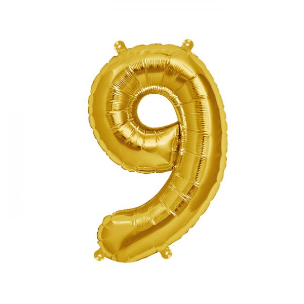 Zahl 9 Folienballon gold