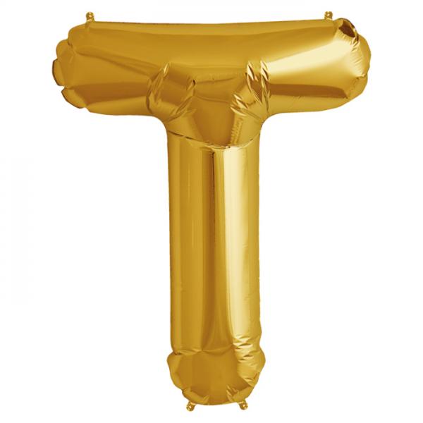 Folienballon Zahl T Gold