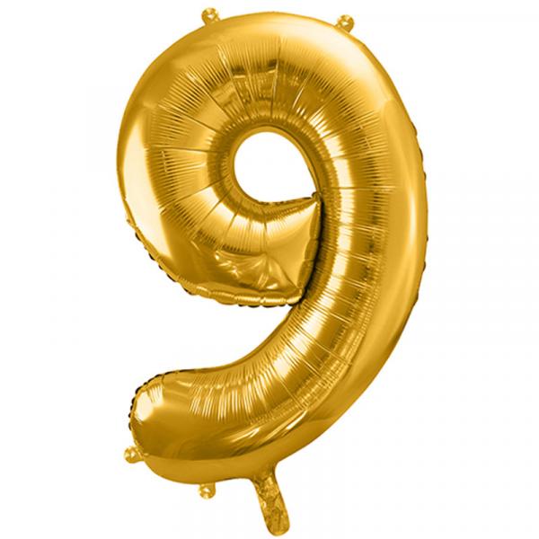 Zahlenballon 9 Gold XXL