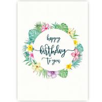 Postkarte Happy Birthday Postkarte Happy Birthday to You Tropical