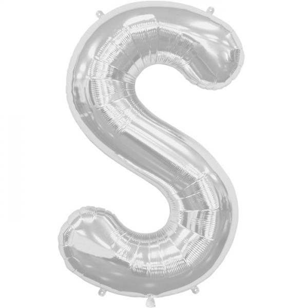 Buchstabe S Folienballon Silber XXL